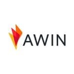 Logo van Awin met rood en geel vlammen icoon