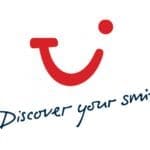 TUI-logo met rode smiley en tekst Discover your smile