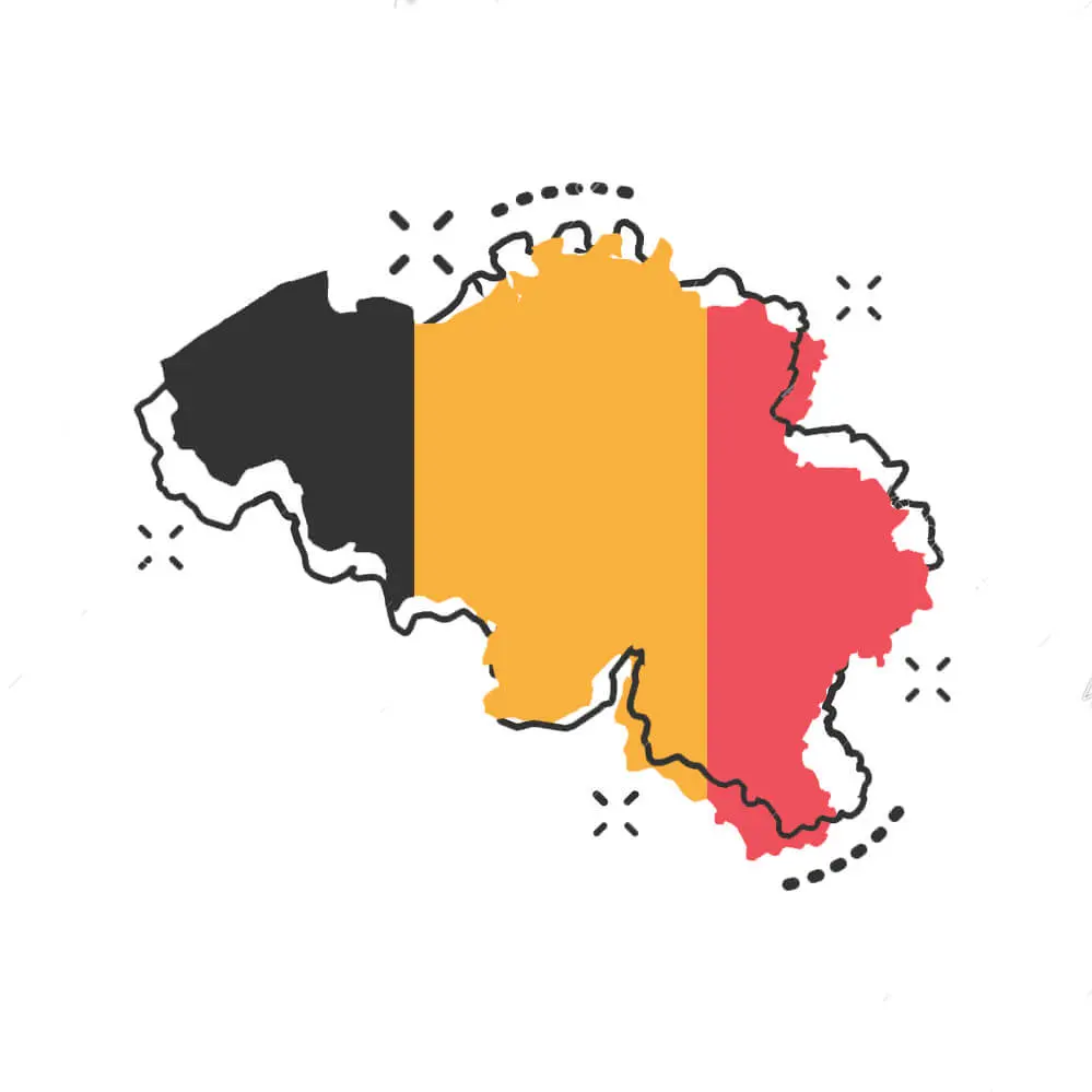 Kaart van België in de kleuren van de Belgische vlag
