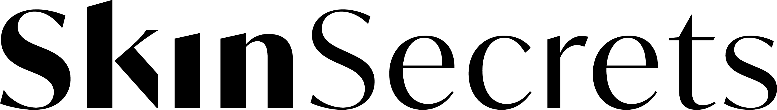 Logo van SkinSecrets in zwart-wit lettertype