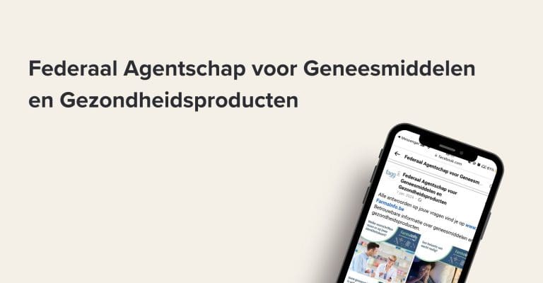 Smartphone met de website van het Federaal Agentschap voor Geneesmiddelen