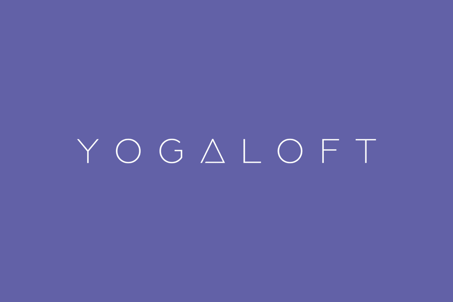 Logo van Yogaloft op paarse achtergrond