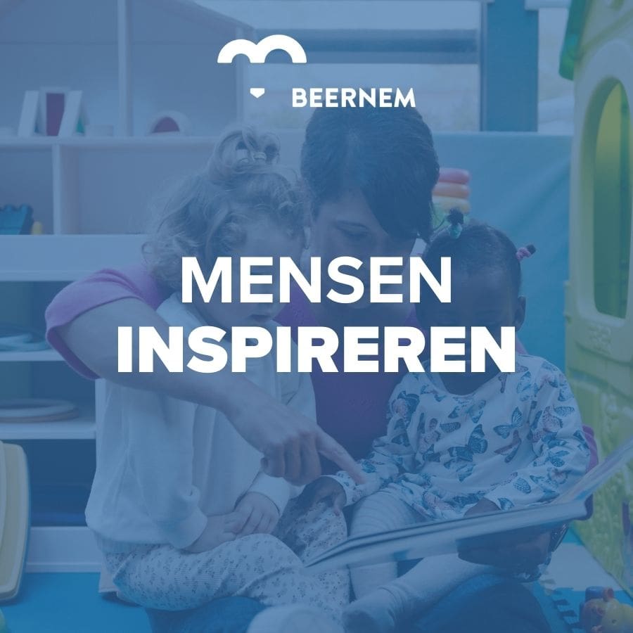 Gemeente Beernem campagnebeeld met tekst Mensen Inspireren en kinderen