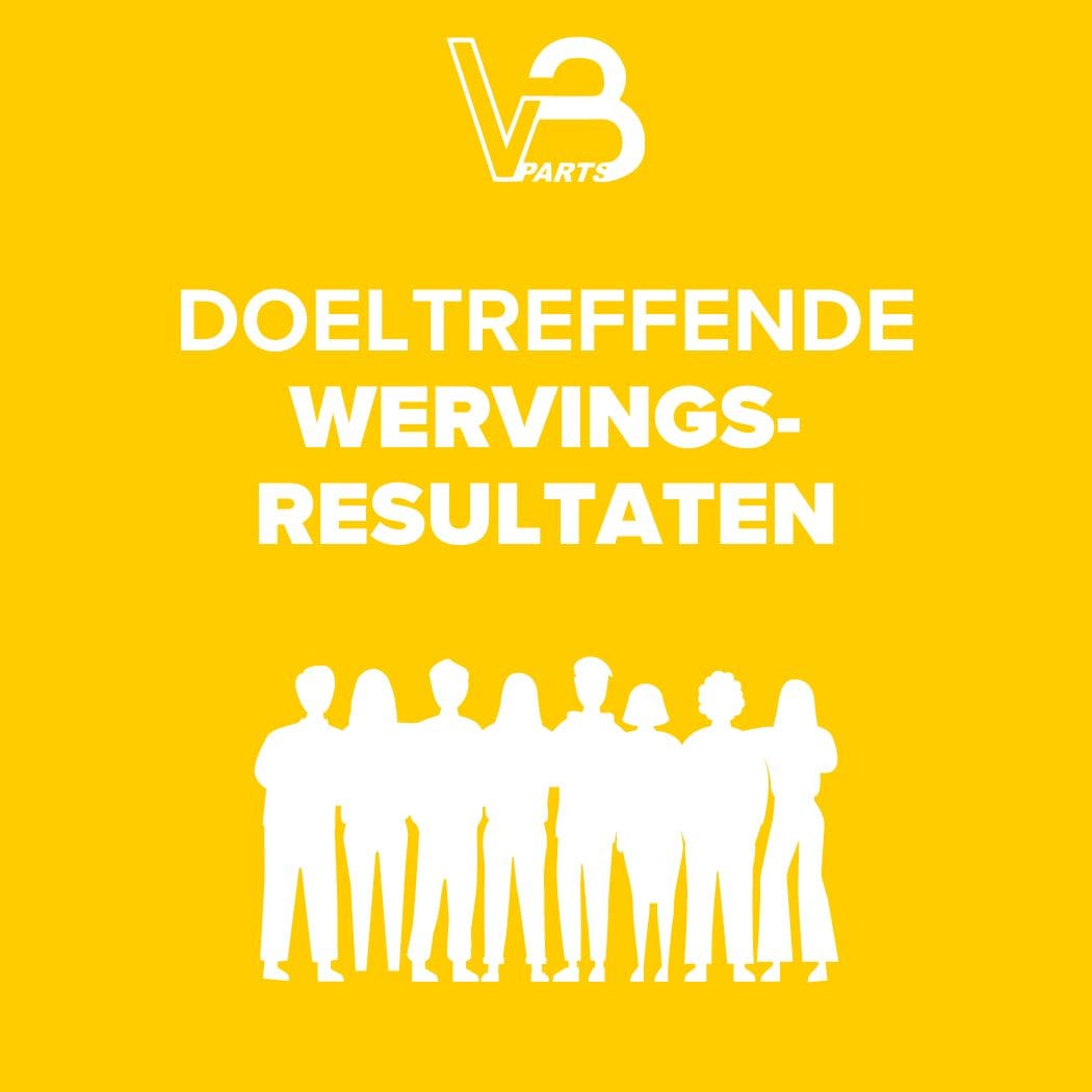 VB Parts logo met tekst doeltreffende wervingsresultaten en silhouetten van mensen