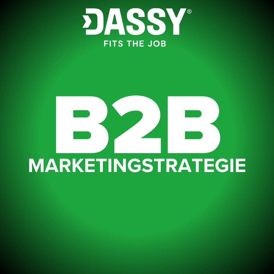Dassy logo met tekst B2B Marketingstrategie op groene achtergrond