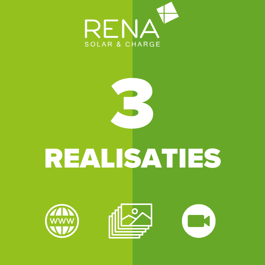 Rena Solar & Charge campagneresultaten met 3 realisaties in website, foto's en video
