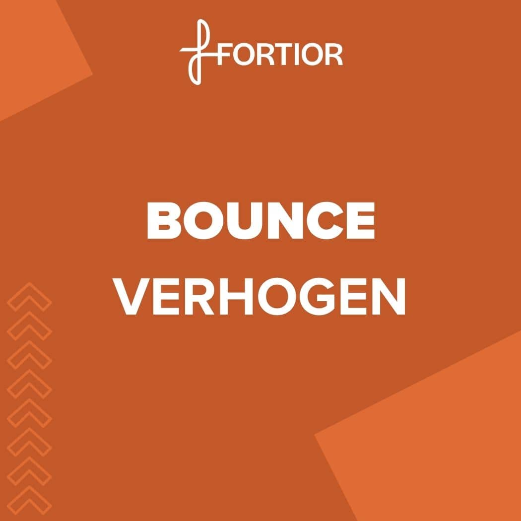 Fortior banner met tekst Bounce Verhogen op oranje achtergrond