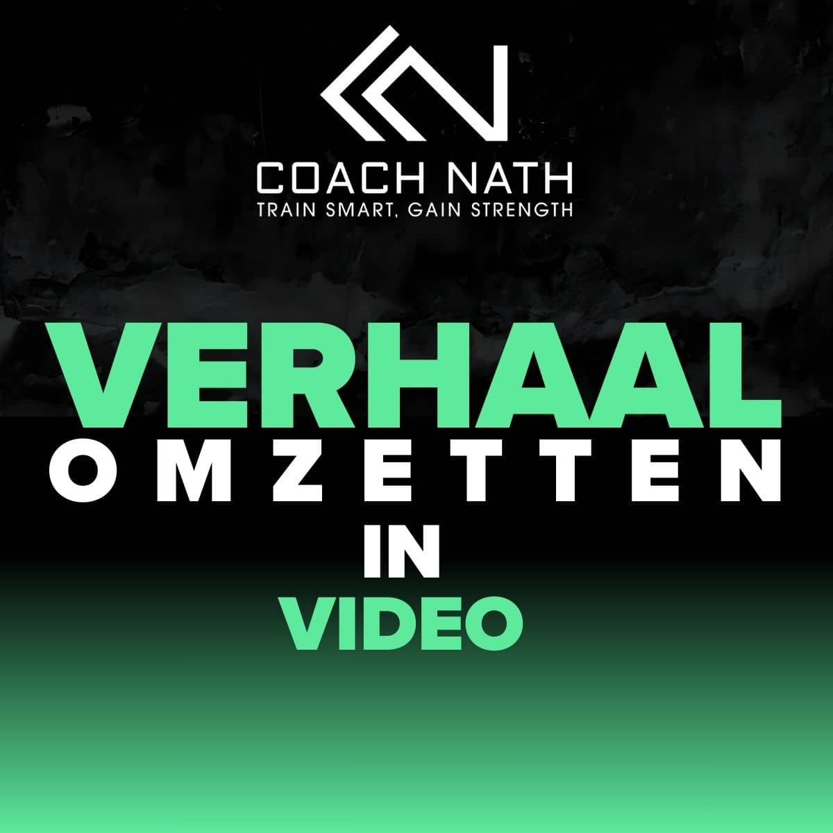 Coach Nath logo met tekst verhaal omzetten in video op donkere achtergrond